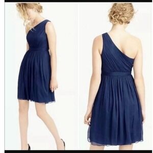 J Crew Dress 4 Silk Chiffon One Shoulder Cocktail Evening Formal Bridal Prom